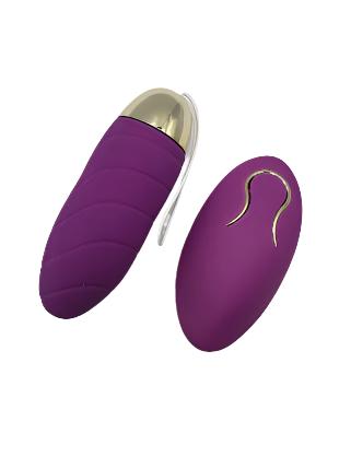 SecretPulse Remote Egg Vibrator in purple silicone, with 8 vibration speeds, USB rechargeable, and remote-controlled for discreet and exciting play.