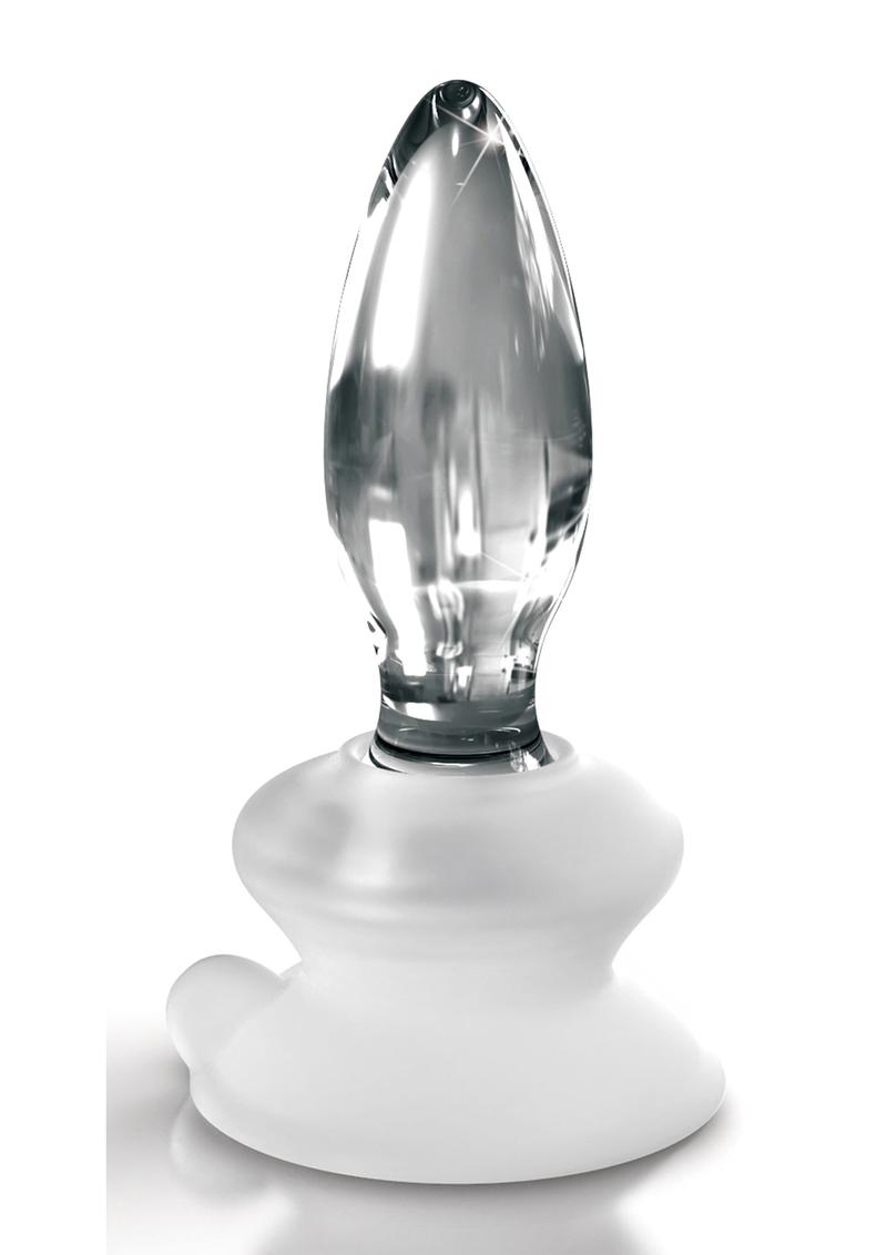 Icicles No 91 Glass Anal Plug With Bendable Silicone Suction Cup - Clear