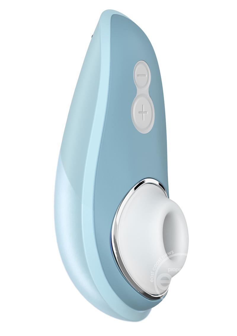 Womanizer Liberty in a sleek design, offering portable clitoral stimulation with Pleasure Air Technology, waterproof and travel-friendly for discreet pleasure.