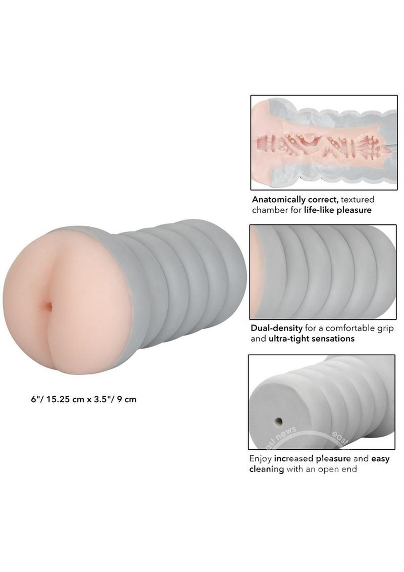 Ribbed Gripper Dual Density Textured Masturbator - Ass. Realistic dual-density feel & ribbed textures for intense pleasure. Enhance date nights with this premium pleasure accessory. Order now for a gripping experience!