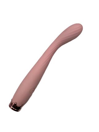 BlissFlex G-Spot Vibrator in pink, purple, and black. Flexible, 7-inch silicone vibrator with clitoral stimulation, USB rechargeable