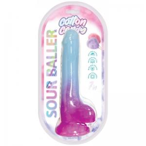 Cotton Candy Sour Baller 7 in. Silicone Dildo Aqua/Purple
