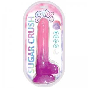 COTTON CANDY SUGAR CRUSH SILICONE DILDO 6IN PINK/PURPLE