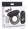 BANG! SILICONE COCK RING & BULLET W/ REMOTE BLACK