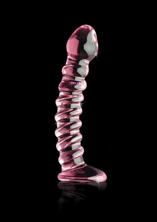 Icicles No 28 Textured Glass Dildo 7 Inch Pink