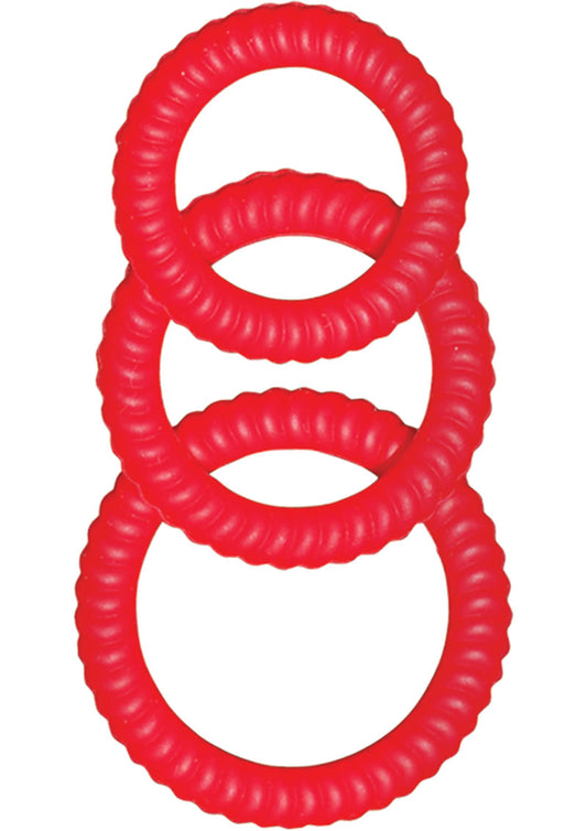 Ram Ultra Silicone Cocksweller 3 Cock Rings (Red)