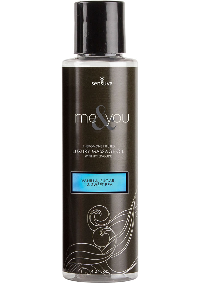 Me & You Massage Oil Vanilla, Sugar, Sweet Pea 4.2oz Aphrodisiac-Infused Luxury Massage Oil with Hyperglide