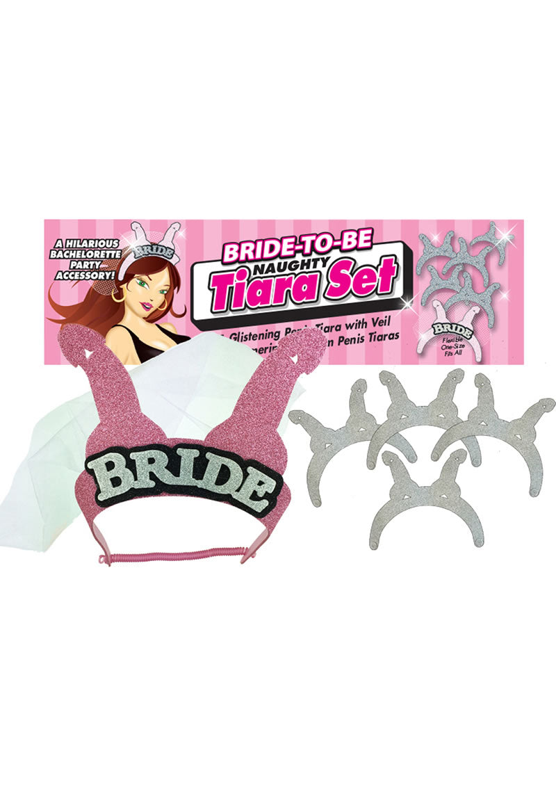 Bride-To-Be Naughty Bridal Tiara Set (Pink/Silver)