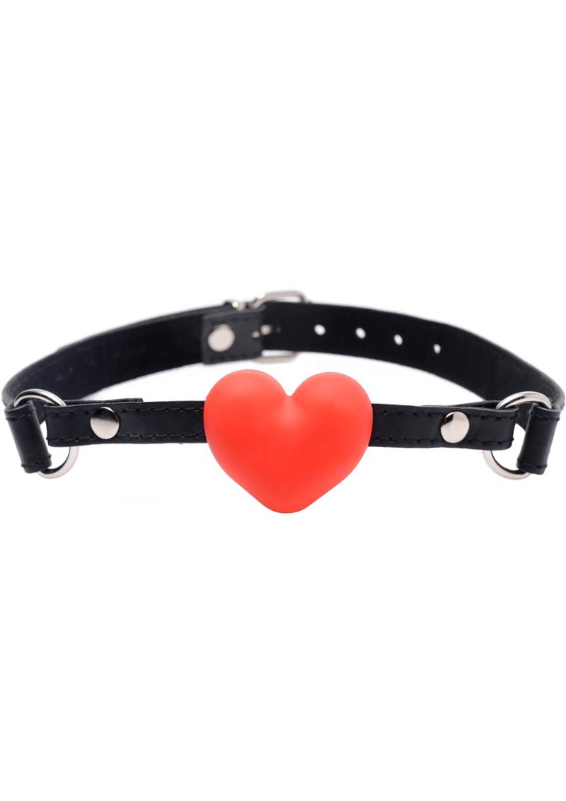 Frisky Heart Beat Silicone Heart Shaped Mouth Gag - Red