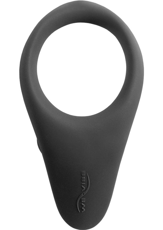 We-Vibe Verge, a sleek and ergonomic vibrating penis ring in charcoal, designed for enhanced pleasure and stamina, with app-controlled settings.