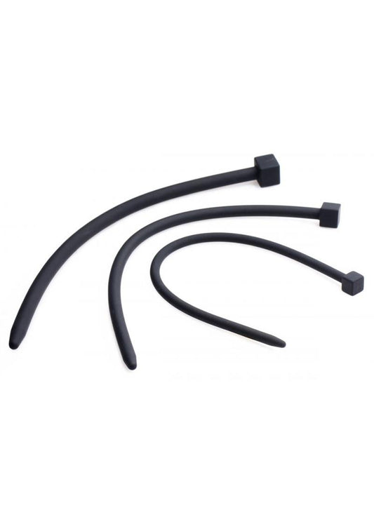 Master Series Bolted Deluxe Silicone Urethral Sounds - Black
