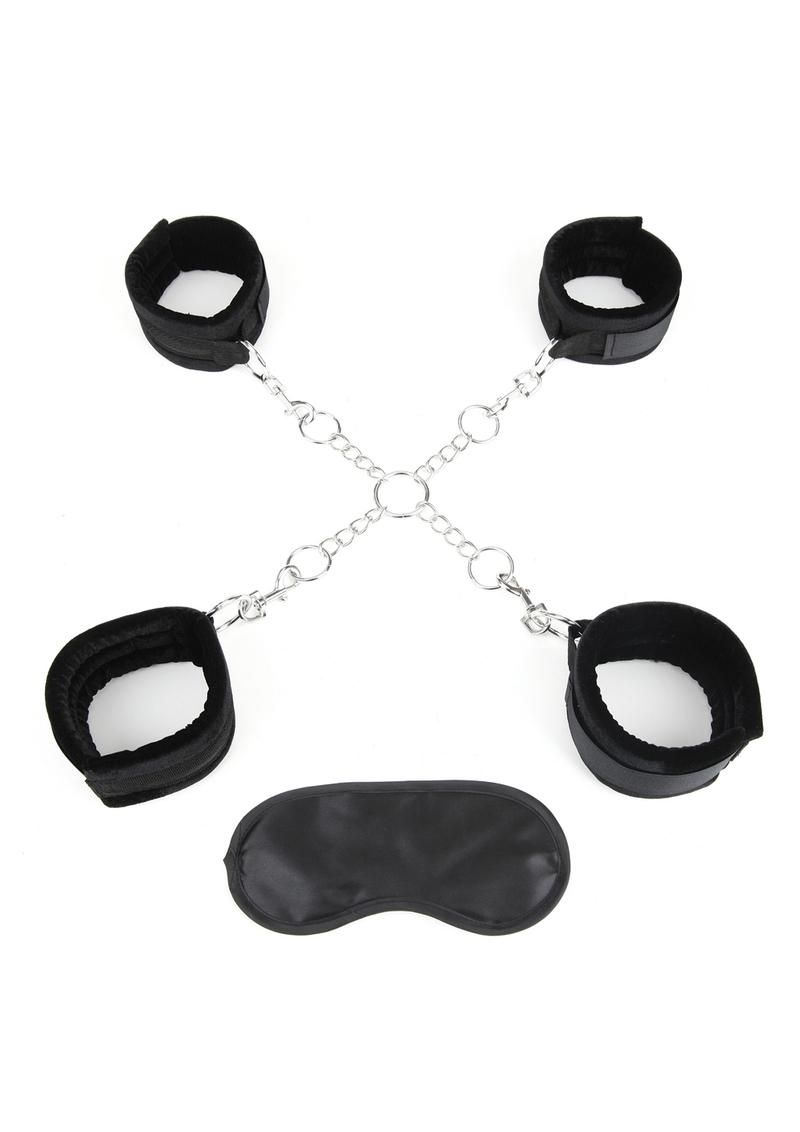 Lux Fetish Hog Tie With 4 Universal Soft Restraint Cuffs Adjustable