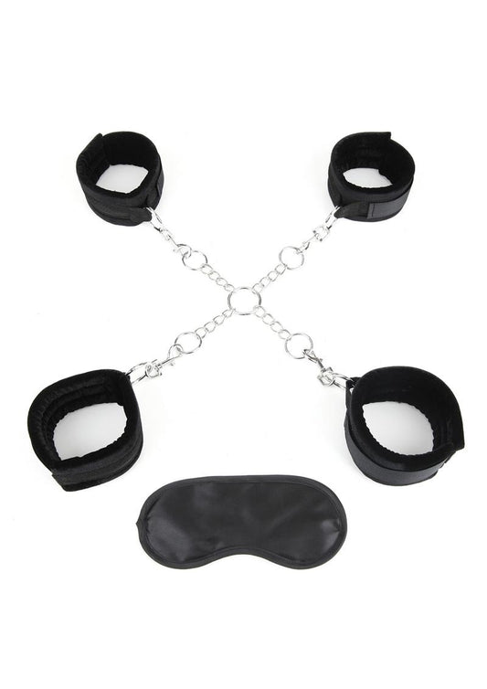 Lux Fetish Hog Tie With 4 Universal Soft Restraint Cuffs Adjustable