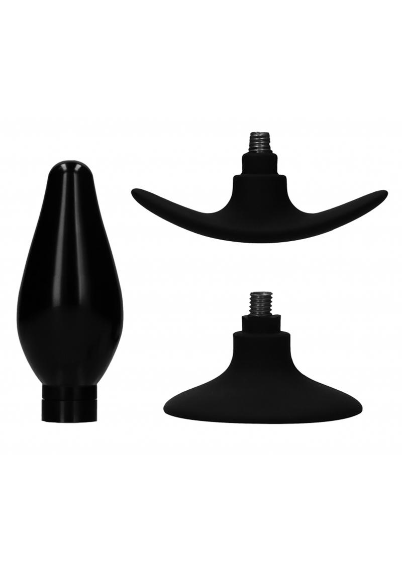 Ouch! Interchangeable Butt Plug Set - Large Rounded - Black