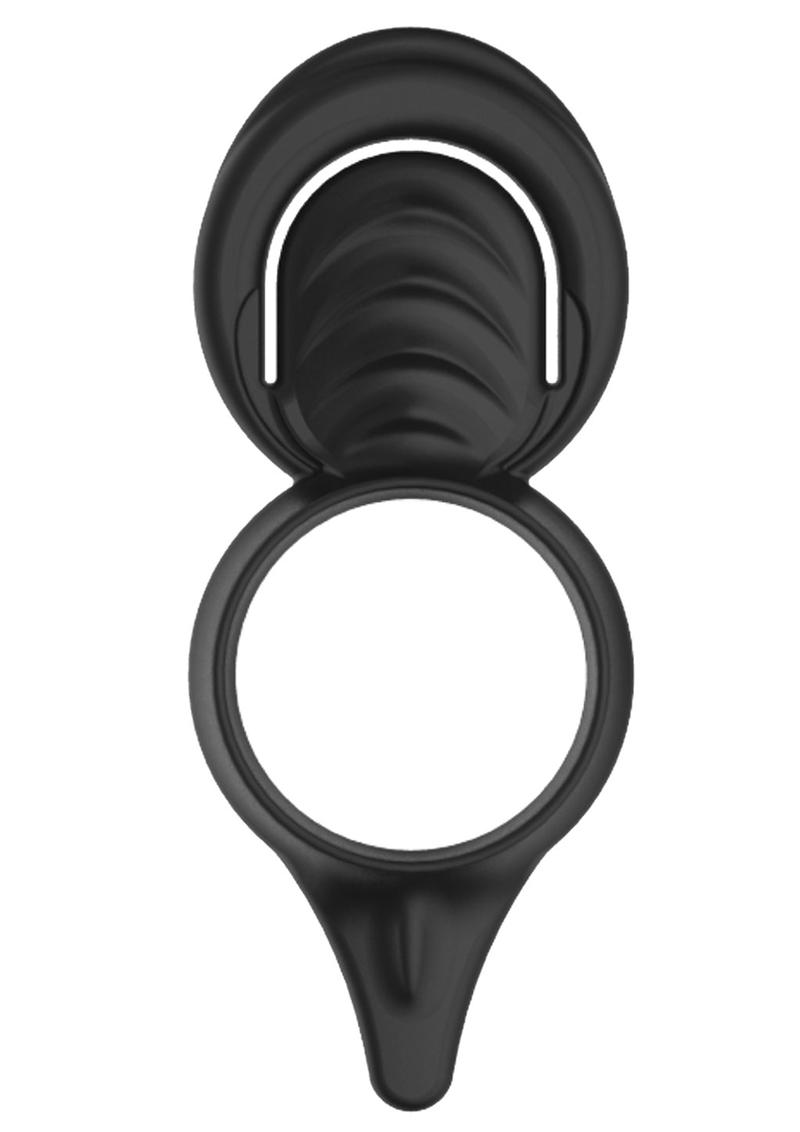 My Cockring Double Loop Silicone Cock Ring andamp; Scrotum Cinch - Black