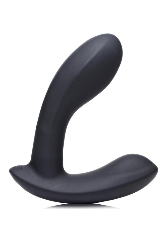 Zeus Vibrating and E-Stim Silicone Rechargeable Prostate Massager with Remote Control - Black
