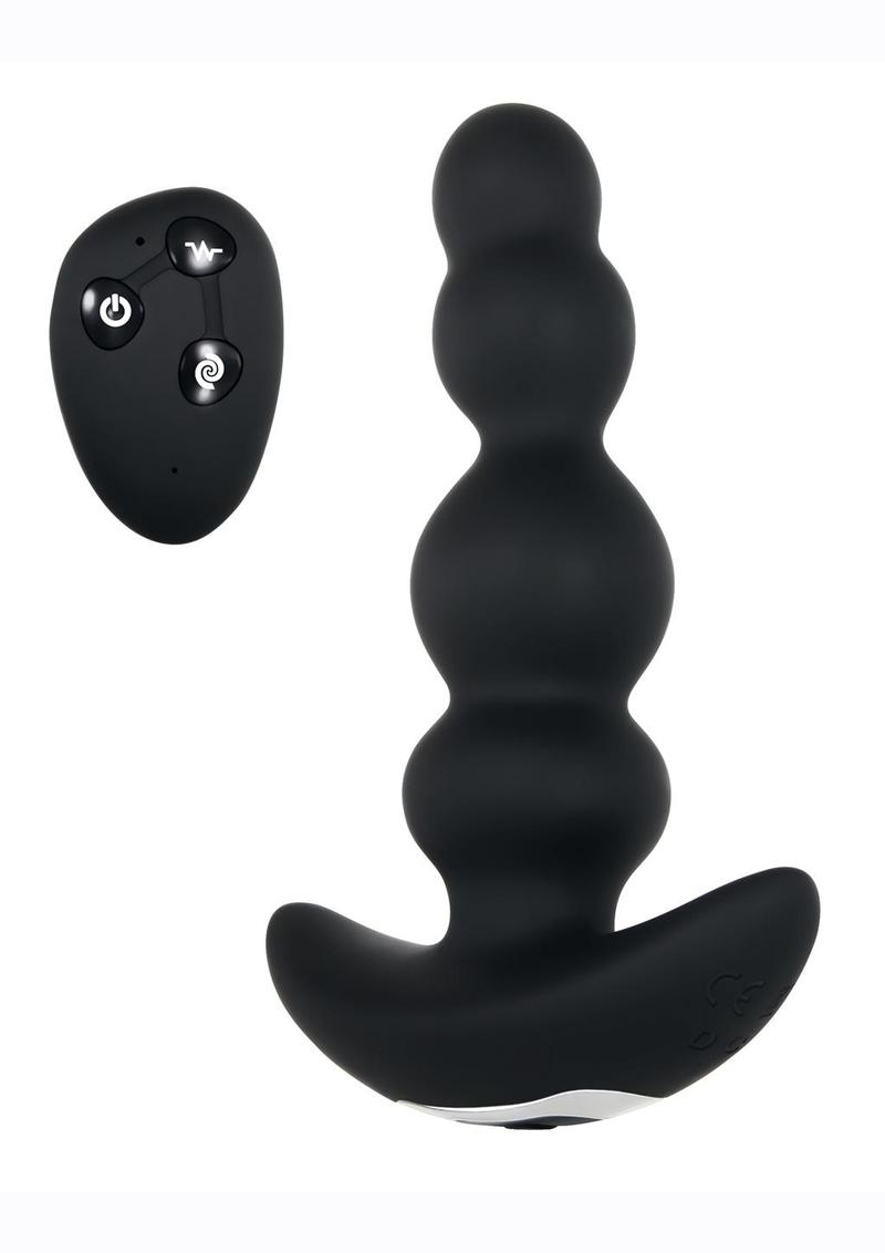 Bump N’ Groove Anal Plug in silky silicone with grooved design for enhanced sensations, featuring remote control and multiple vibration modes for dynamic play.
